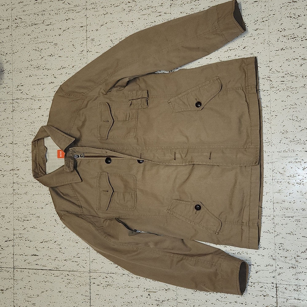 Hugo Boss Orange Label Tan Full Zip Casual Dress Collar Jacket